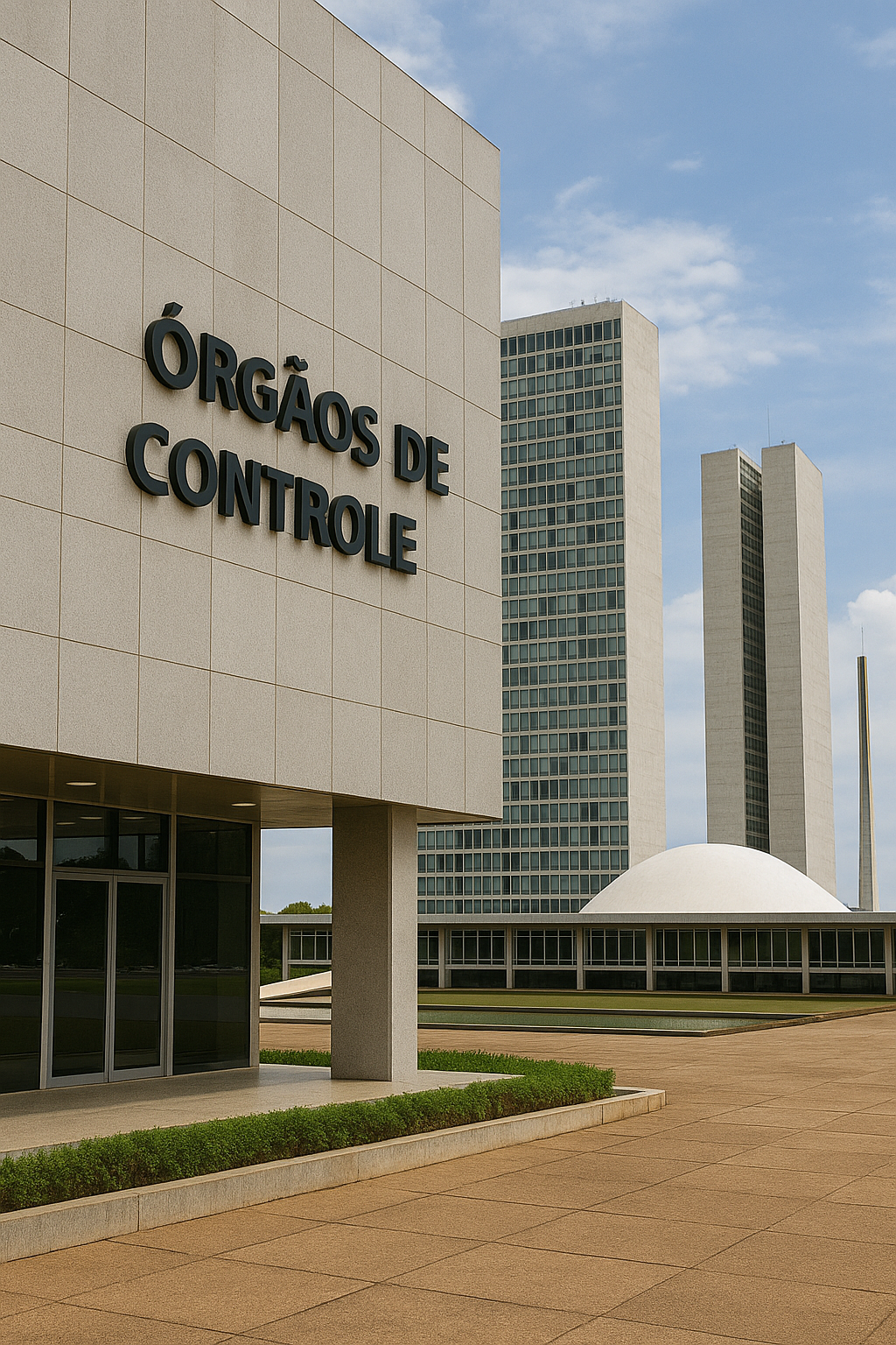 Fachada de prédio público em Brasília simbolizando os órgãos de controle que atuam na fraude do INSS.